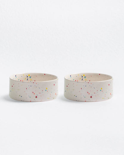 Konfetti Steinzeug-Napf - 16,5 cm, weiß