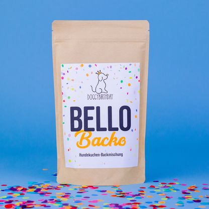 DoggyBirthday Bello Backo - Kuchenbackmischung mit Backform 300g