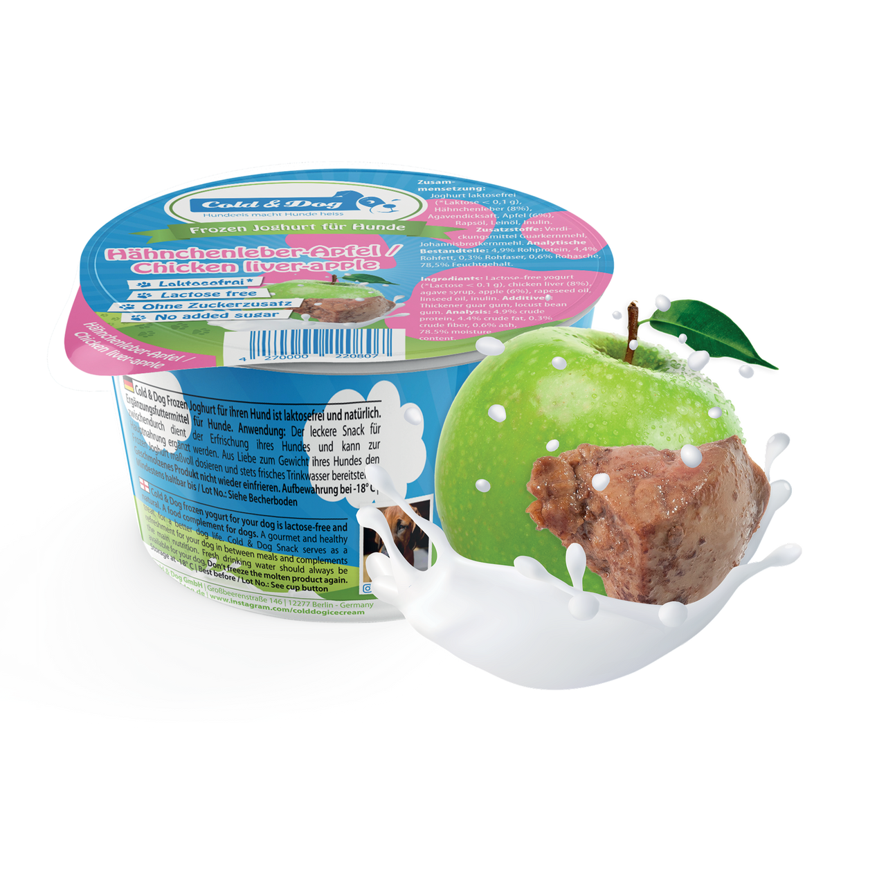 Cold & Dog Hundeeis Hähnchenleber & Apfel 90ml
