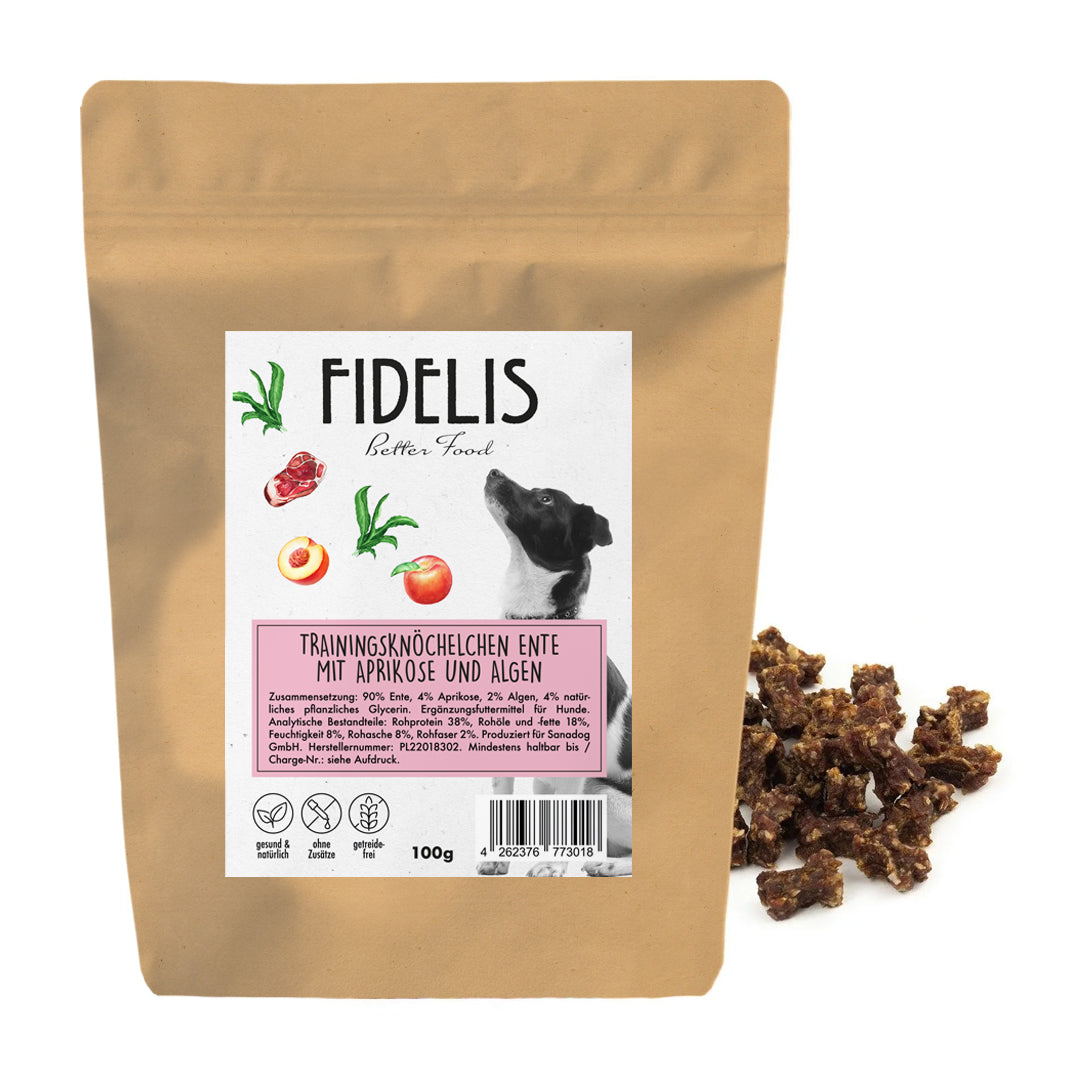 Fidelis Trainingsknöchelchen Ente mit Aprikose und Alge 100g