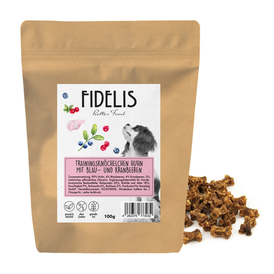 Fidelis Trainingsknöchelchen Huhn mit Blau- & Kranbeeren 100g