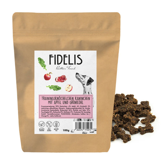Fidelis Training Treats Rabbit with Apple and Kale 100g