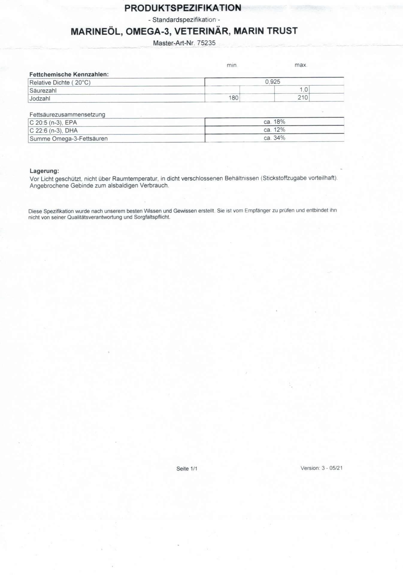 Paul und Paulina Omega 3-6-9 Öl 250ml Flasche